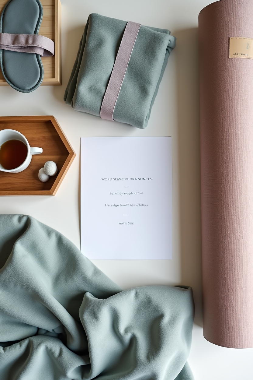 best poses for feet and sleep — rolled yoga mat with a label tag visible — A Pinterest-ready vertical shot of a 20-minute bedtime sequence laid out as a calm flat-lay