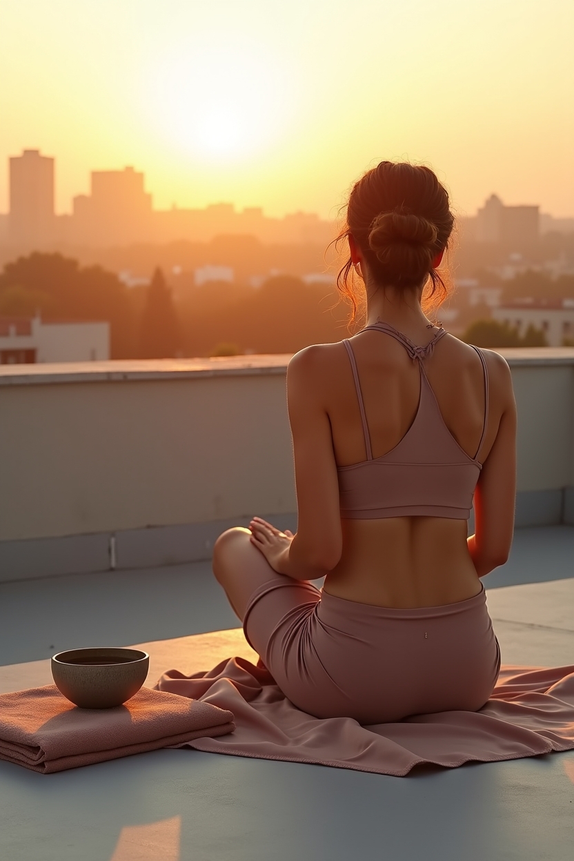 how to use self love before a big decision — small wrapped offering bowl (ceramic) placed on a folded scarf — Ritualizing a decision at sunrise: a single person on a rooftop taking a quiet moment to close the loop